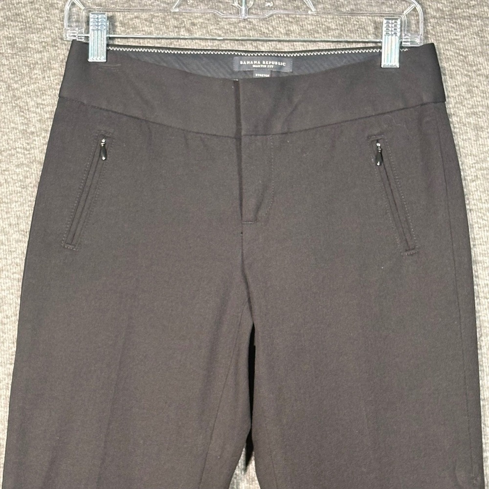 Banana Republic Martin Fit Black Skinny Dress Pants Womens 2 Stretch Zip Pockets - Picture 2 of 9